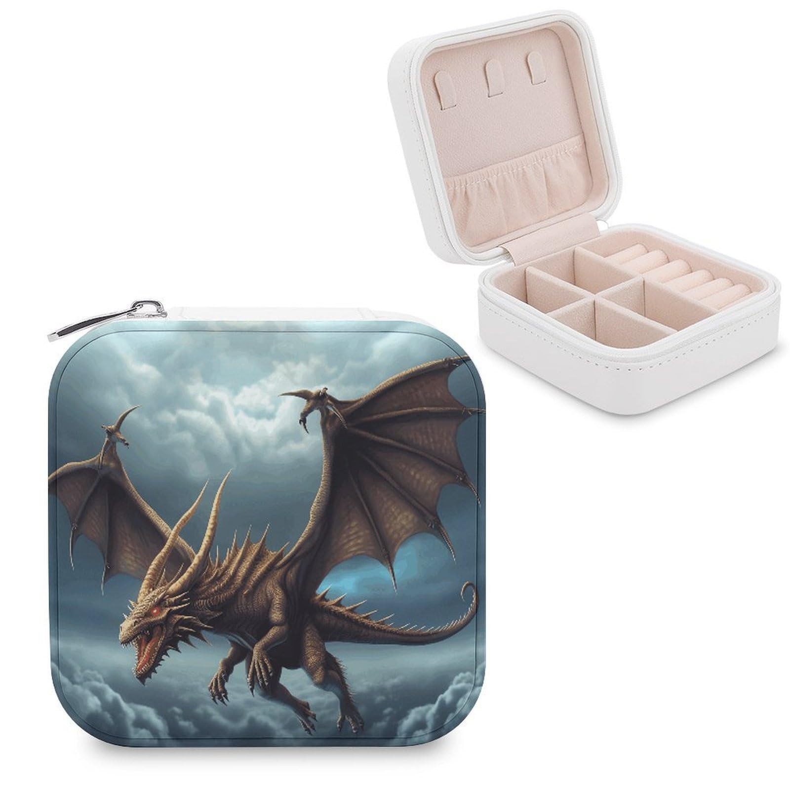 VstaDank Flying Dragon Jewelry Box Exquisite Leather Jewelry Organizer Portable Trinket Organizer Fashion Travel Jewelry Case for Rings Earrings Necklaces Unique Gifts for Women