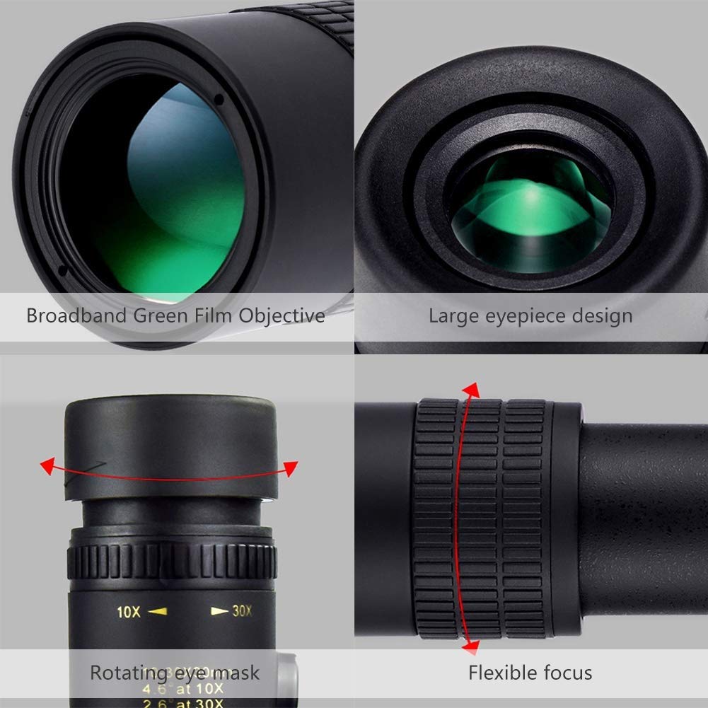 Przenośny monokular 4K 10-60 x 40 mm super teleobiektyw zoom turystyka wodoodporna monokular z uchwytem na smartfona i statywem do wędrówek dla dorosłych obserwacji ptaków na zewnątrz
