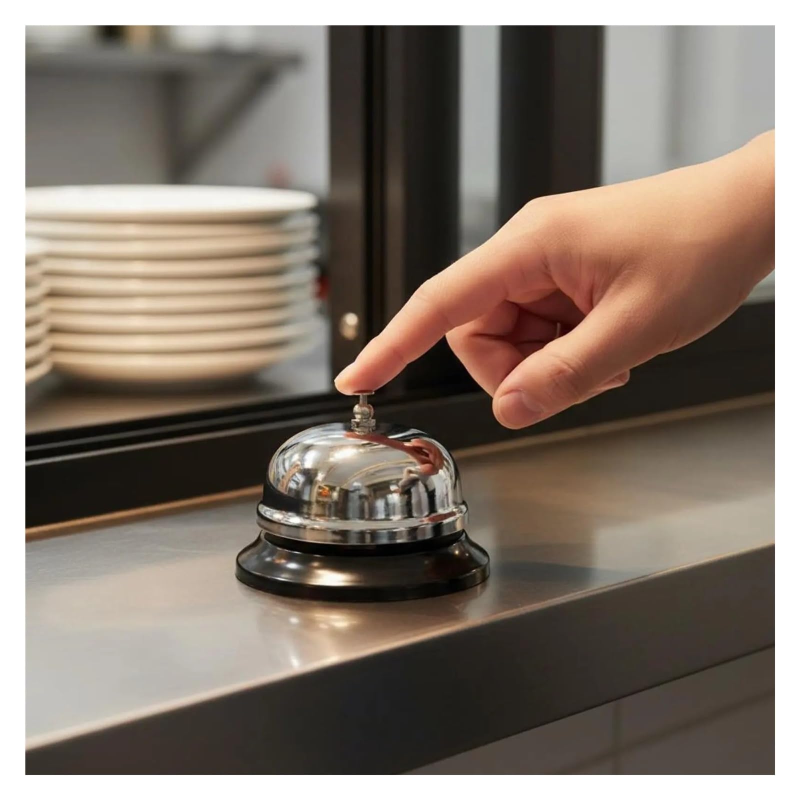 Timbre Llamada Mesa Timbre de alerta pedido restaurante | No se requieren baterías Cocina Comida Servicios for huéspedes Suministro Metal duradero