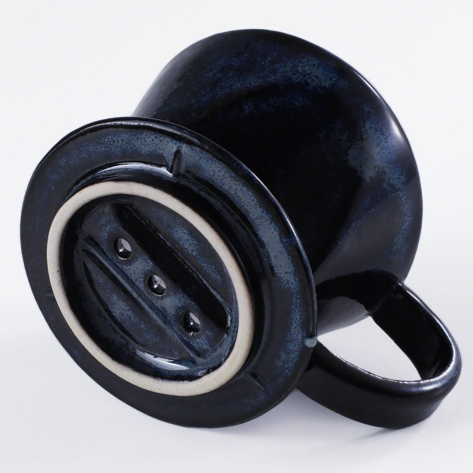 Asayu Japan Set di Tazza e Filtro Caffè Pour Over, Porta Filtri di Carta a Lenta Preparazione con 3 Fori per Caffè e Tè Caldi - Fatto in Giappone (Navy Blu Scuro, Set 2 Pezzi)