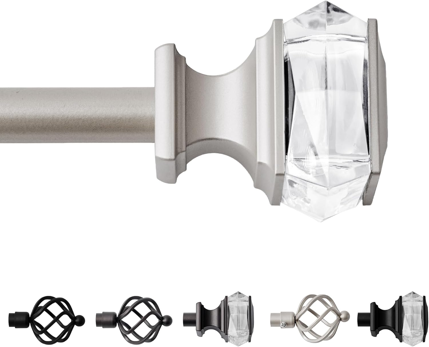 Curtain Rod 48 to 84 Inches Long for Living Room Bedroom Windows, Adjustable Telescoping Curtain Rod with Brackets Set, 3/4 Inch Diameter Steel Tube with Square Finial, Champagne, 1 Pack 48" - 84" Champagne -Square