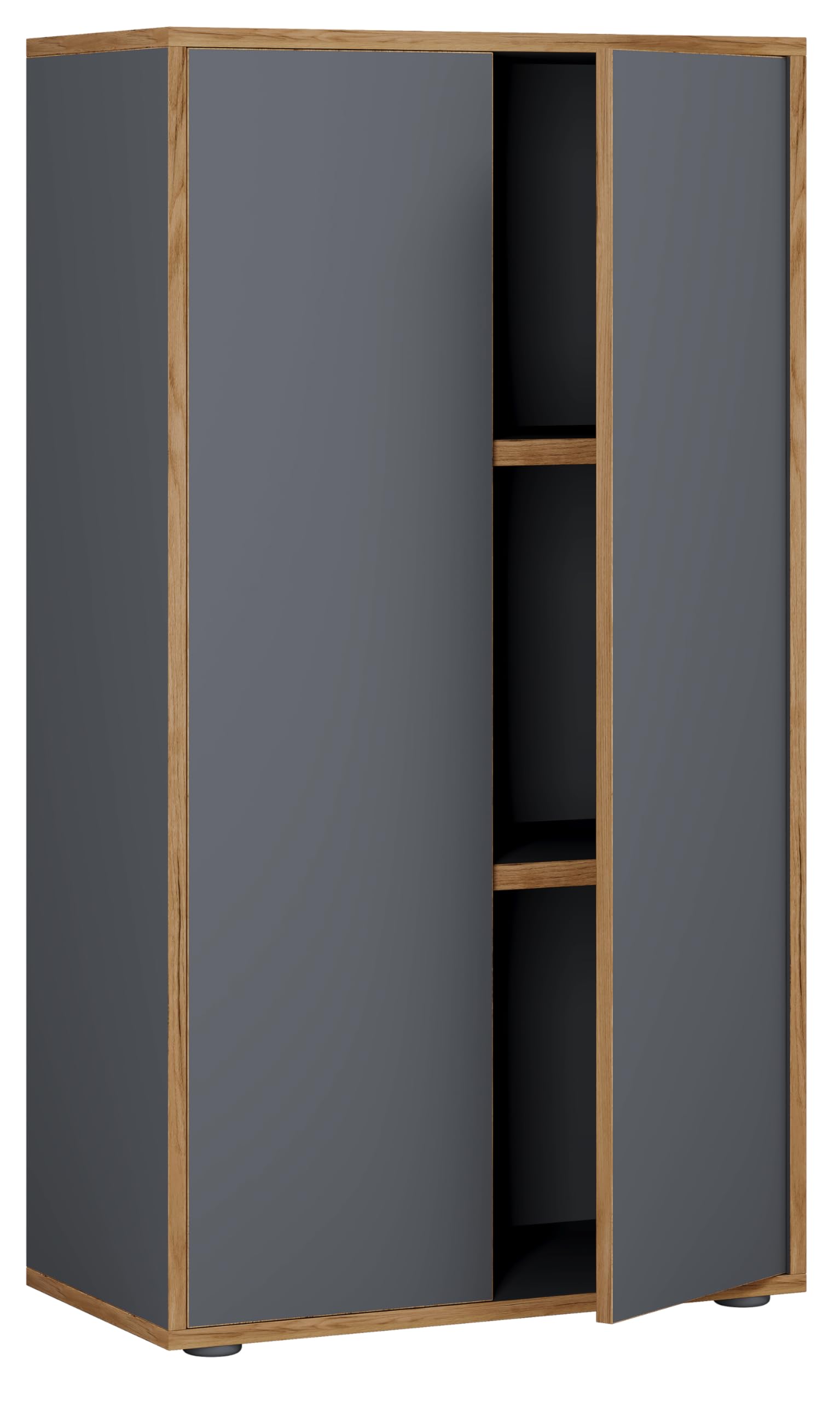 VCM Holz Büroschrank Ordner Aktenschrank Büromöbel Schrank Salia 3-fach Breite 60 cm Drehtüren Anthrazit