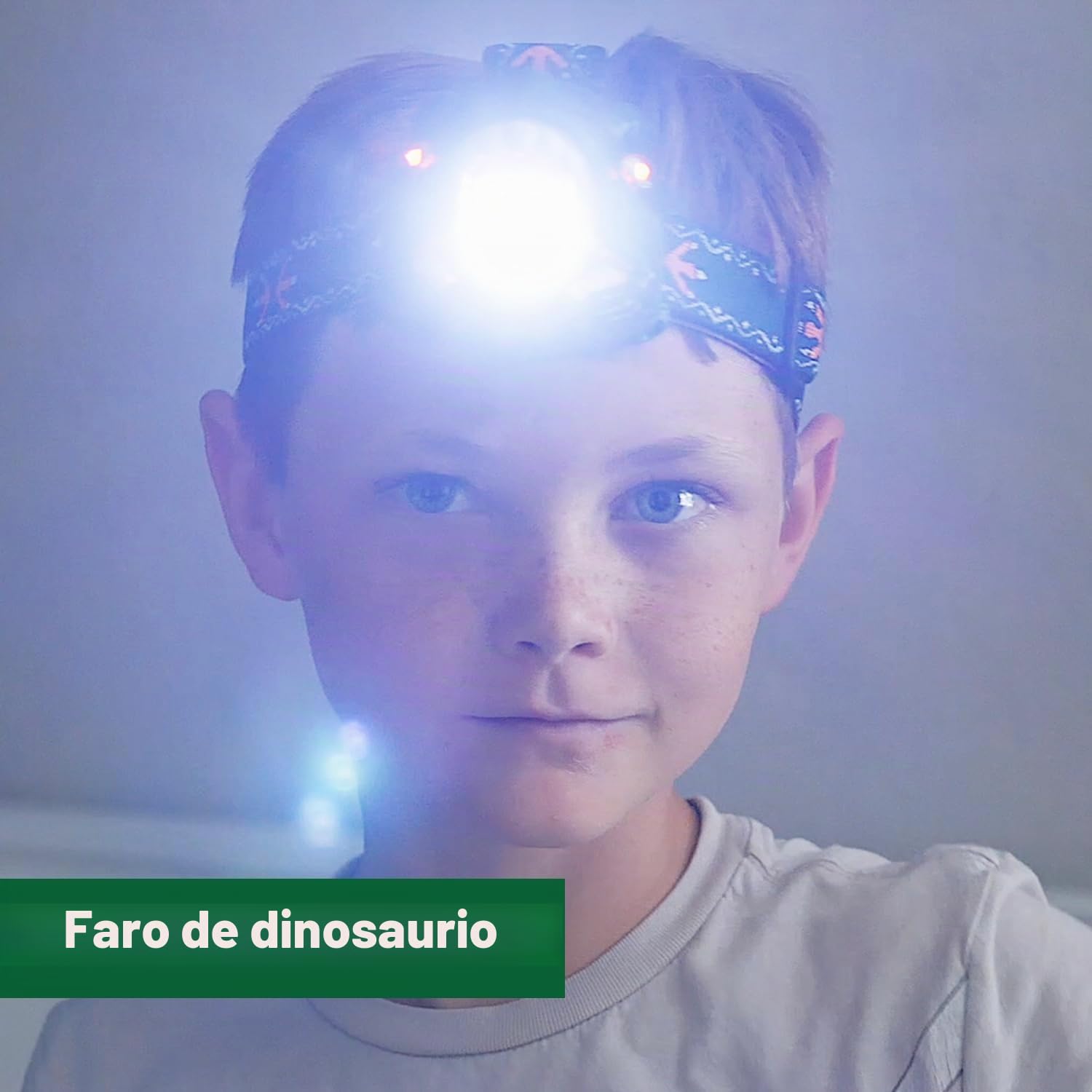 Linterna con forma de cabeza de dinosaurio, linterna frontal portátil para niños, apta para edades de 3, 4, 5, 6, 7, 8+ años, cumpleaños de niños y niñas