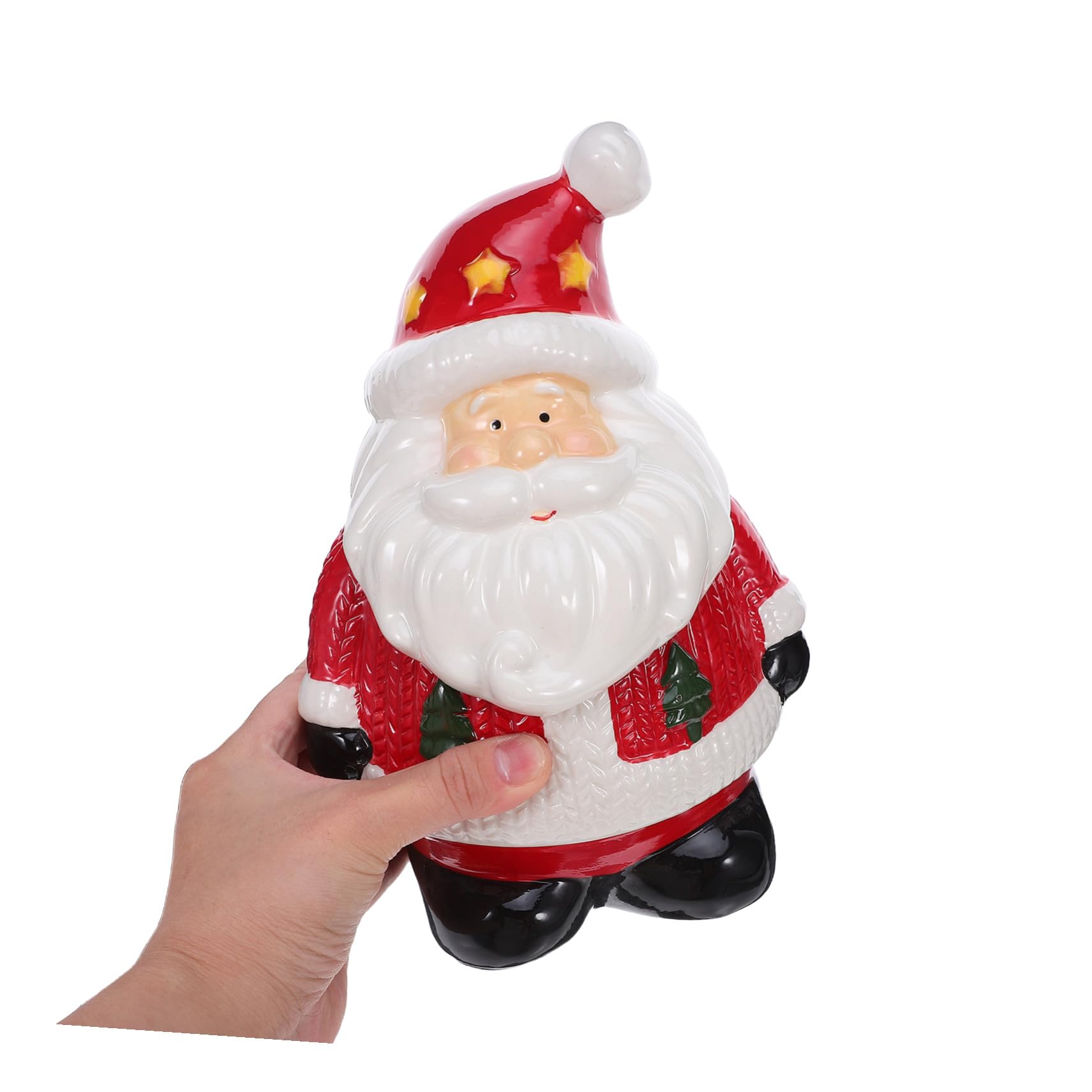 Zerodeko Keramik-keksdose Weihnachtsmann-förmig mit Deckel Luftdichte Vorratsdose für Snacks und Gebäck Dekorative Weihnachtsschüssel für Festliche Tischdekoration