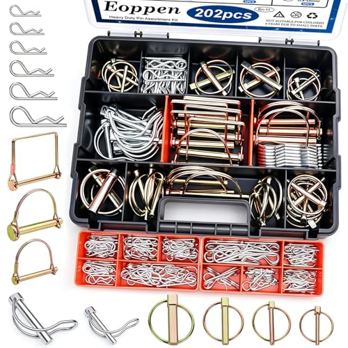 Image of 202Pcs Hitch Pins Clip Pins Linch Pins PTO Pins and Shaft Locking Pins Assortment Kit 5 Styles Tractor Pins Fasteners for Trailers, Tractors, Trucks, Lawn Mower