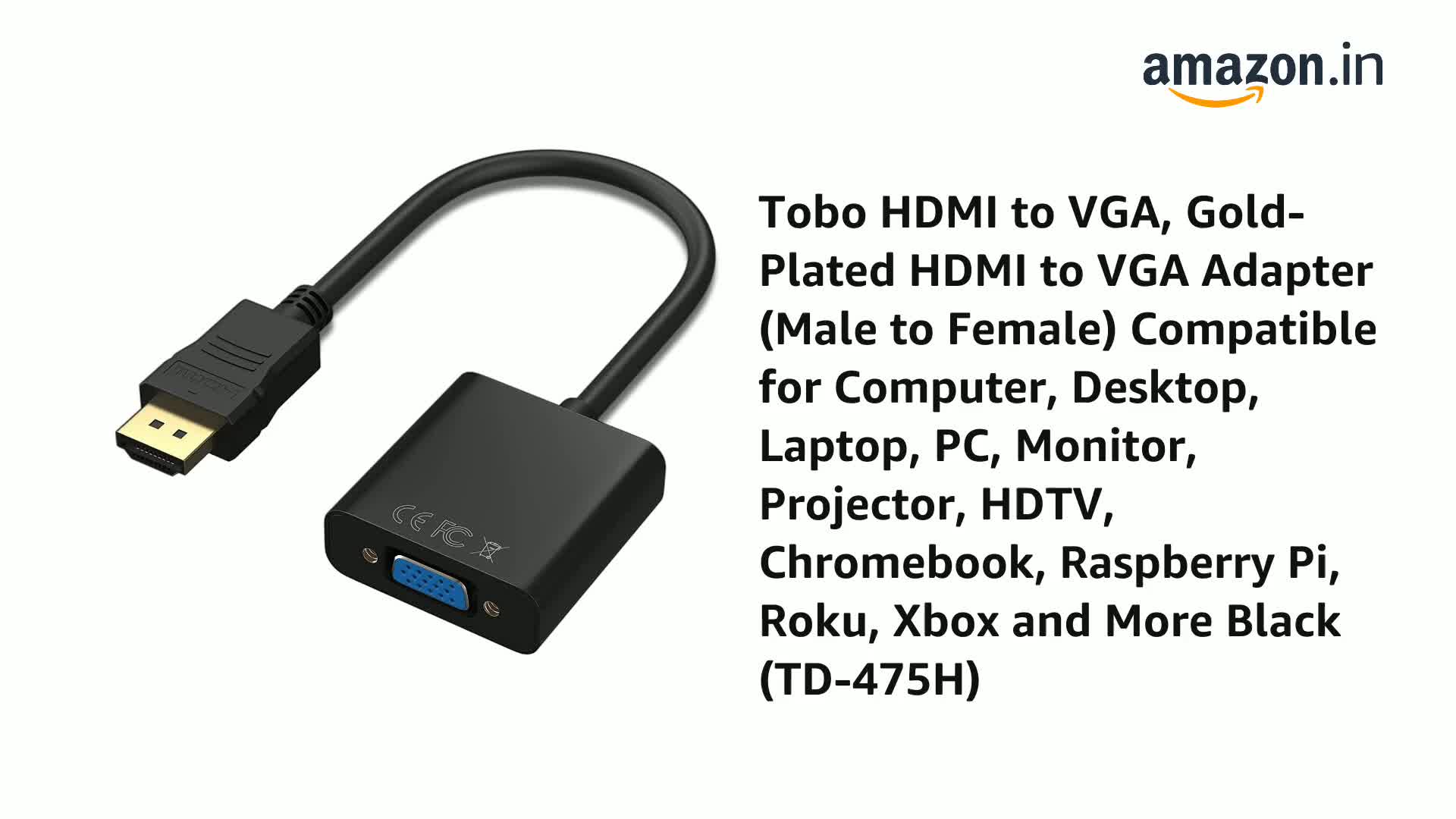 Adattatore HDMI A VGA FAWETTY - Connettore Oro, Per PC, Monitor, Proiettori, 1080p - Foto 7