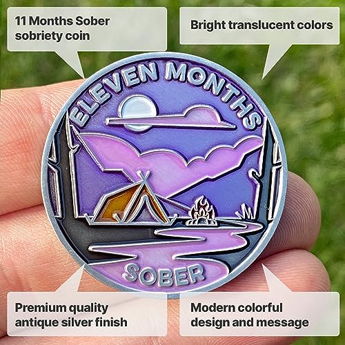 Image of The Achieve Mint 11 Months Sober Token | Eleven Month Sober Chip | Non-AA Gift, Non-Religious Medallions for Men and Women Celebrating Sobriety