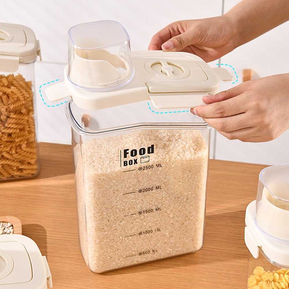 Imposyu Lot 2 Bocaux Rangement Cuisine 2,8L - Hermétiques Transparents Avec Poignée