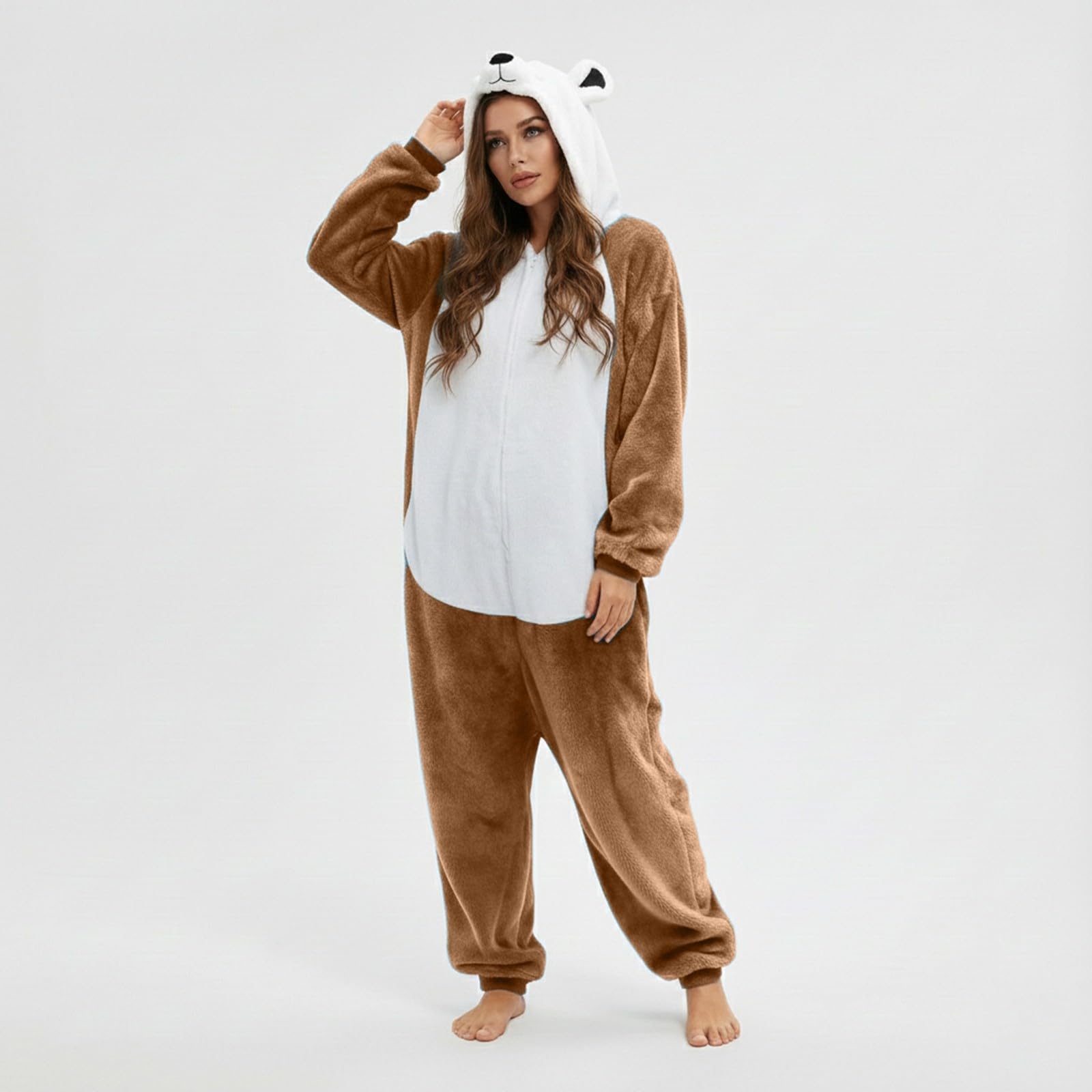 FaschingskostüMe Damen Lustig, Motiv Kapuzenoverall Pyjama Cosplay KostüM FüR Erwachsene Mit Passenden Hausschuhen Perfekt FüR Partys Events