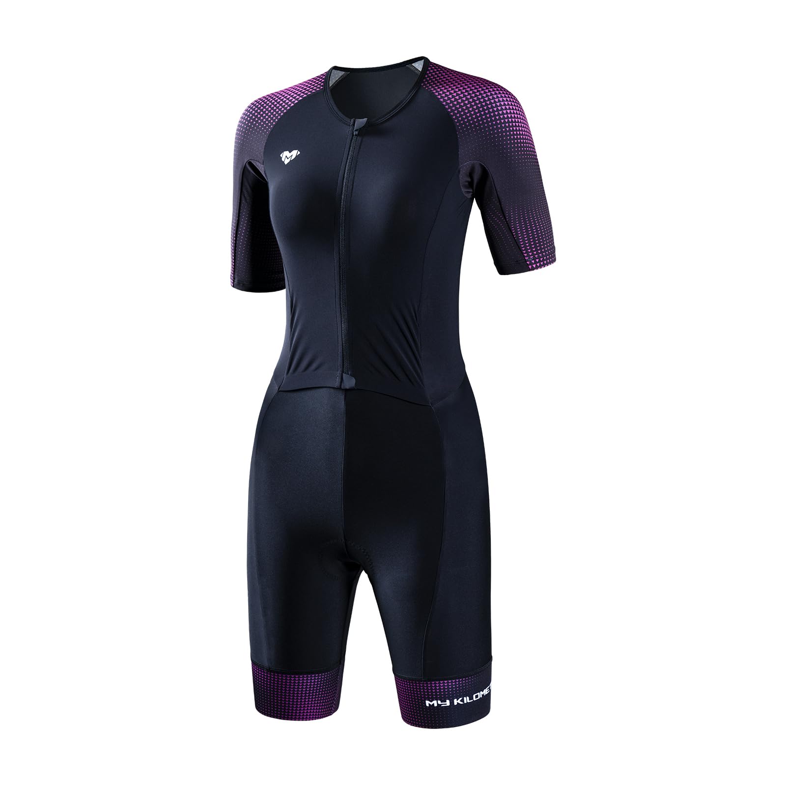 MY KILOMETRE Damen Triathlon Anzug Einteiler Tri Suit mit Frontreißverschluss UPF 50+