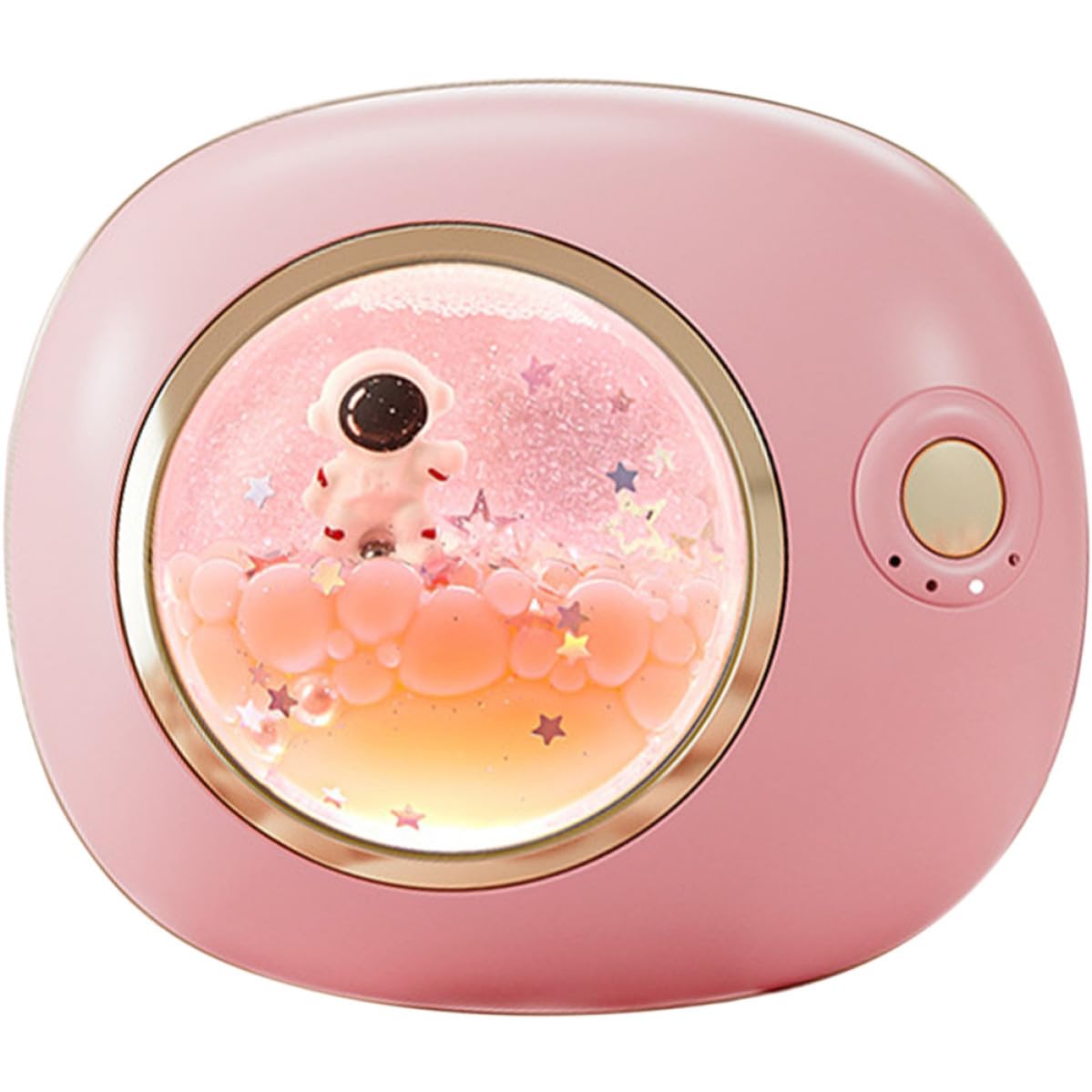 Wiederaufladbarer Handwärmer im Weltraum Design mit Cartoon Motiv Rosa