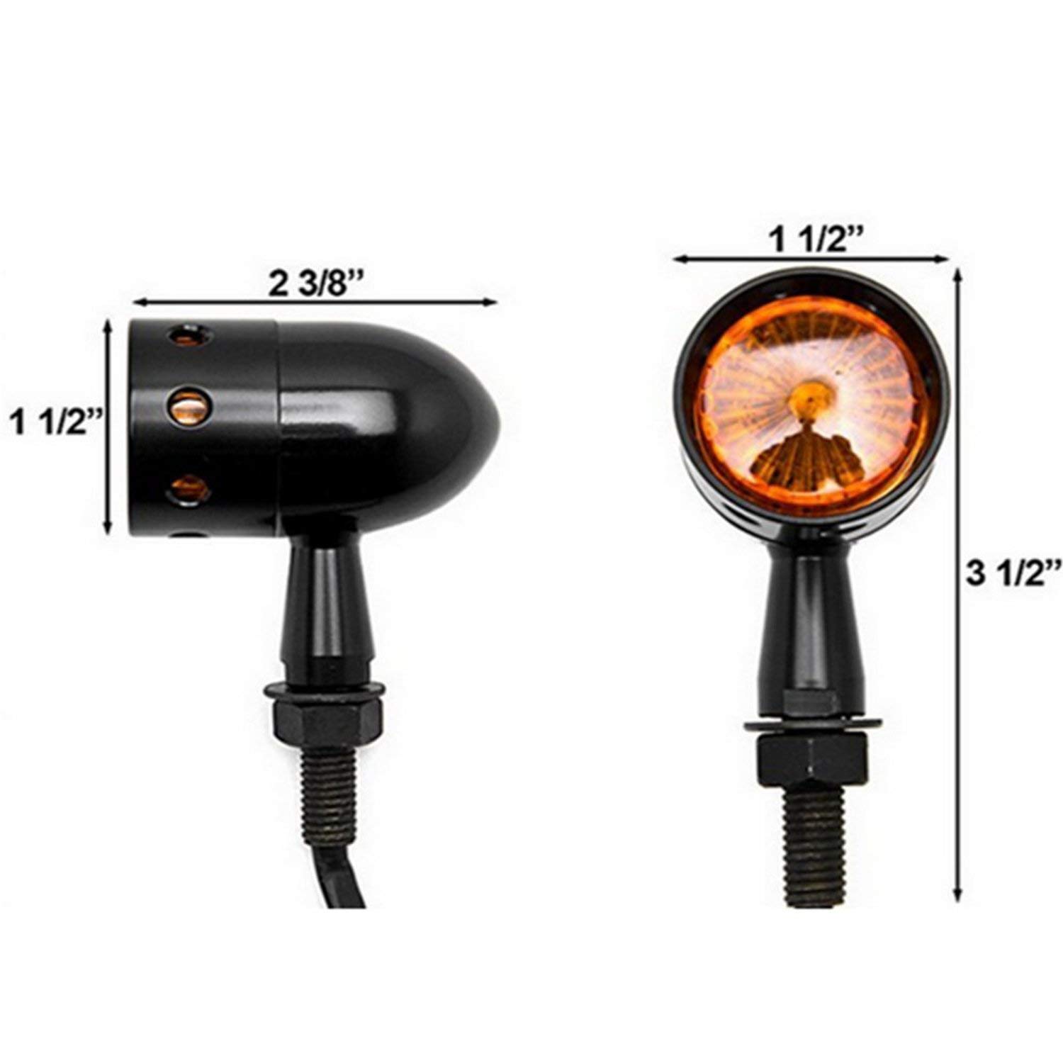 Perforé Ampoule Clignotant Moto pour Rétro Personnalisé Sanglier Chopper Bobber Projet - Noir - non Led