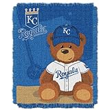 Northwest MLB Kansas City Royals Unisex-Baby Woven Jacquard Tapestry Throw Blanket, 36' x 46', Field Bear