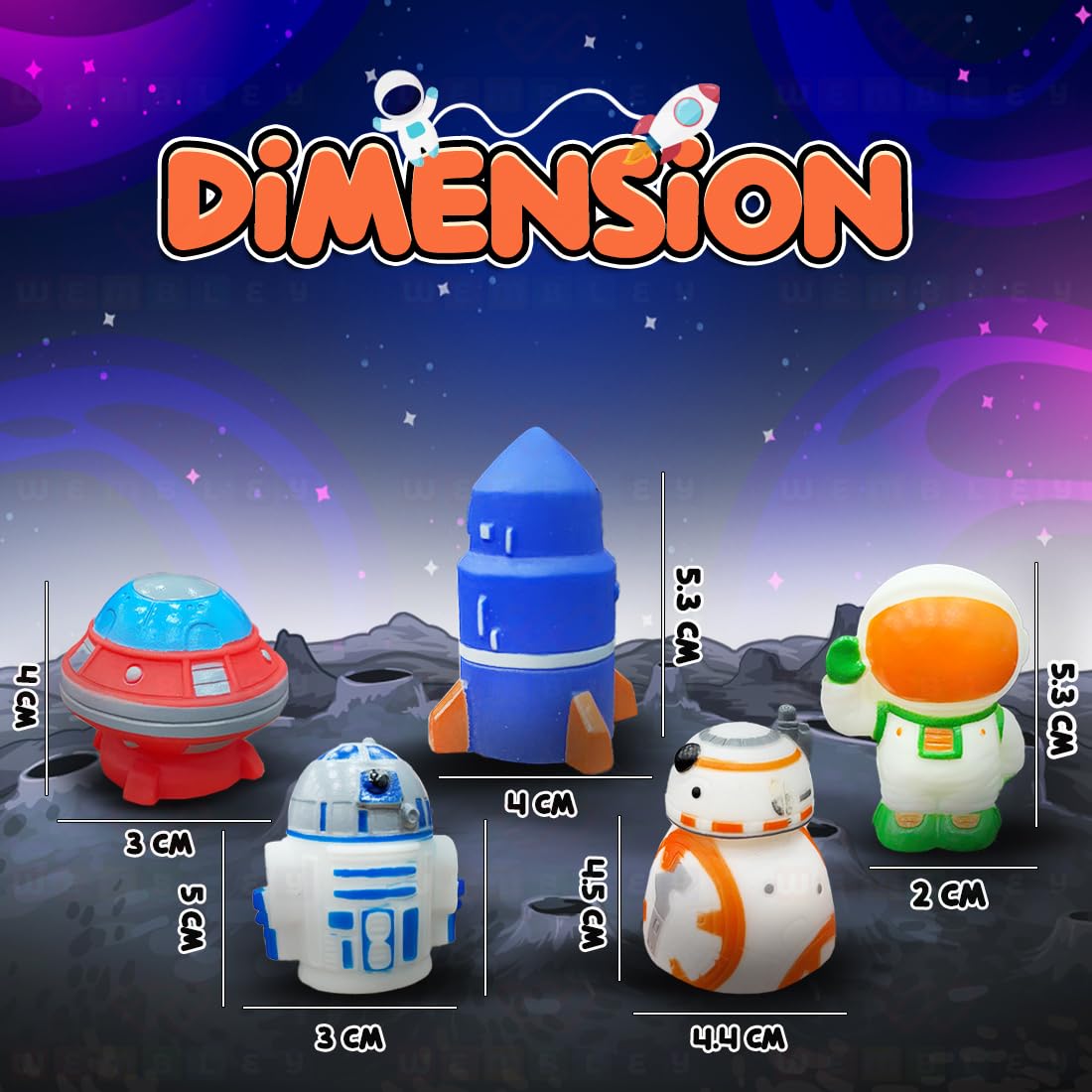 Wembley 5 Pcs Space Finger Puppet Toy for Kids| Soft and Mini Figure Toys for Boys and Girls| Great for Parties, Interactive and Imaginative Playtime| Ideal as Return Gifts for Kids (Space) 2