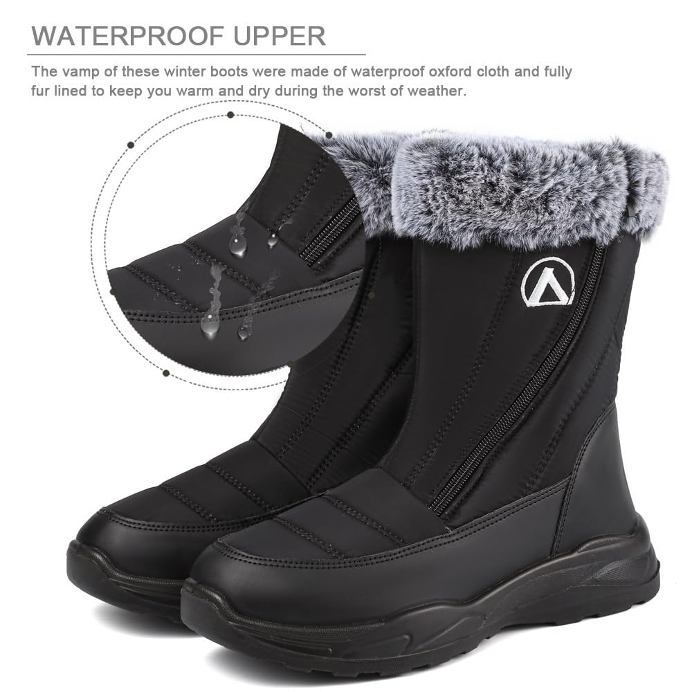 VTASQ Stivali Donna Uomo Stivali da Neve Foderata Pelliccia Caldo Antiscivolo Stivaletti Impermeabili Invernali All'aperto Scarpe Trekking