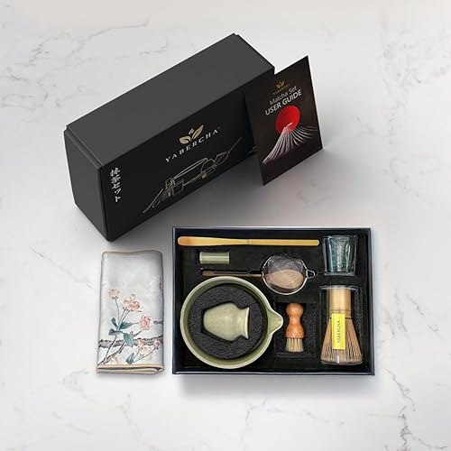 Miniatura 6 de Juego de 10 batidores de matcha, cuenco de matcha de 15 onzas con boquilla y soporte para batidor y taza medidora, cuchara y cuchara de bambú, tamiz