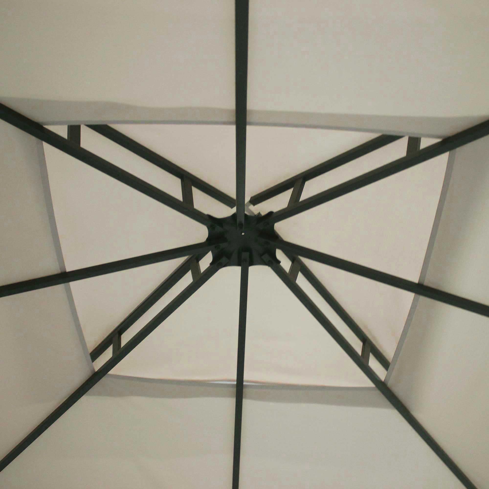 Outsunny Cenador de Jardín 3x3 m Pabellón Doble Techo Ventilación Beige | para Exterior, Marco de Acero Anti-UV, para Fiestas, Eventos, Patio al Aire Libre