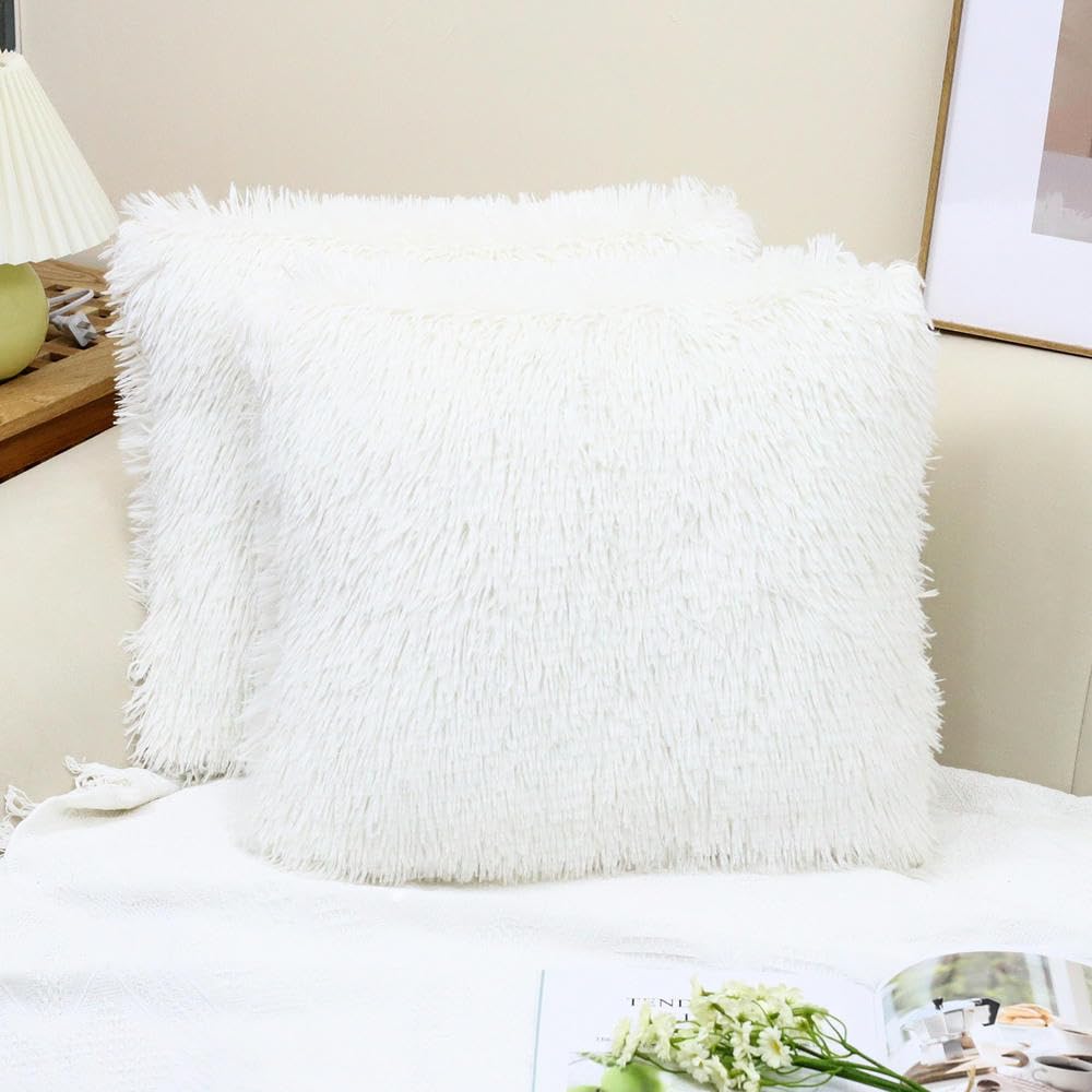 Taies d'oreiller housse de coussin en peluche double face couleur unie pour canapé maison