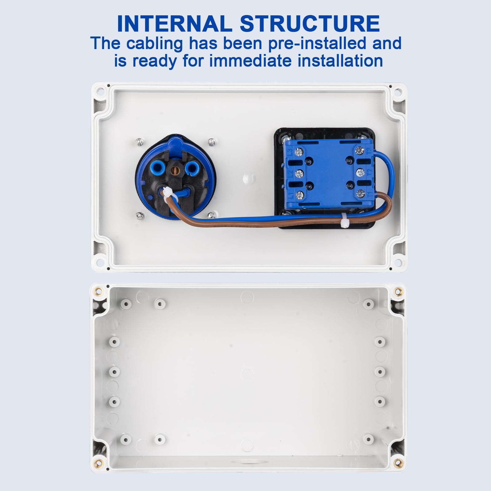 Presa CEE da parete 230 V, 16 A, 3P, distributore di corrente da parete, con azionamento a camme 0-1, interruttore principale bloccabile (20 A), IP44, per cantieri, garage e impianti