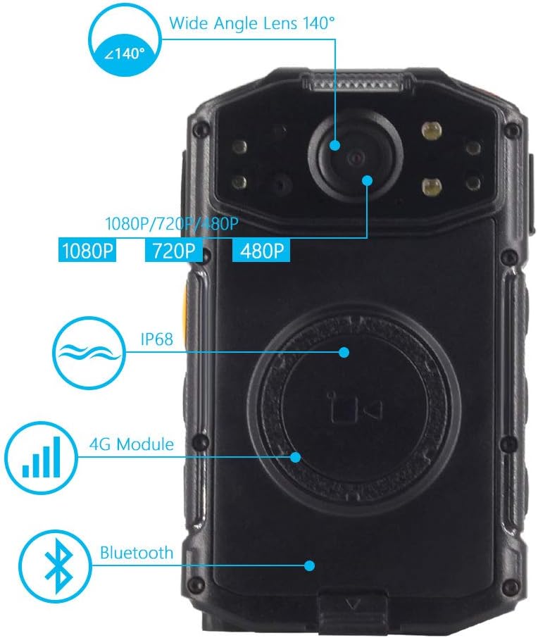 ONETHINGCAM C310 4G Dual Camera Bluetooth Wifi GPS Touch Screen 32GB Memory 140 Degree Wide Angle Lens 1080P IR Night Vision Waterproof Body Worn Camera