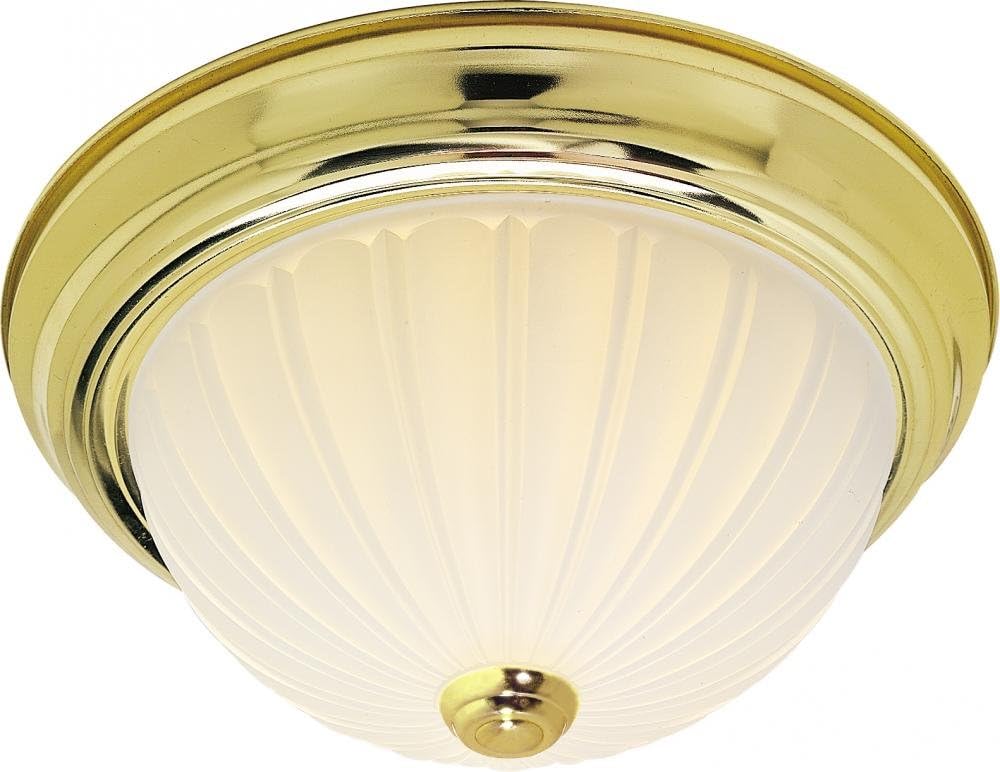 NOT TESTED Nuvo Lighting SF76/126 Two Light Flush Mount, Polished Brass Polished Brass Medium Flush