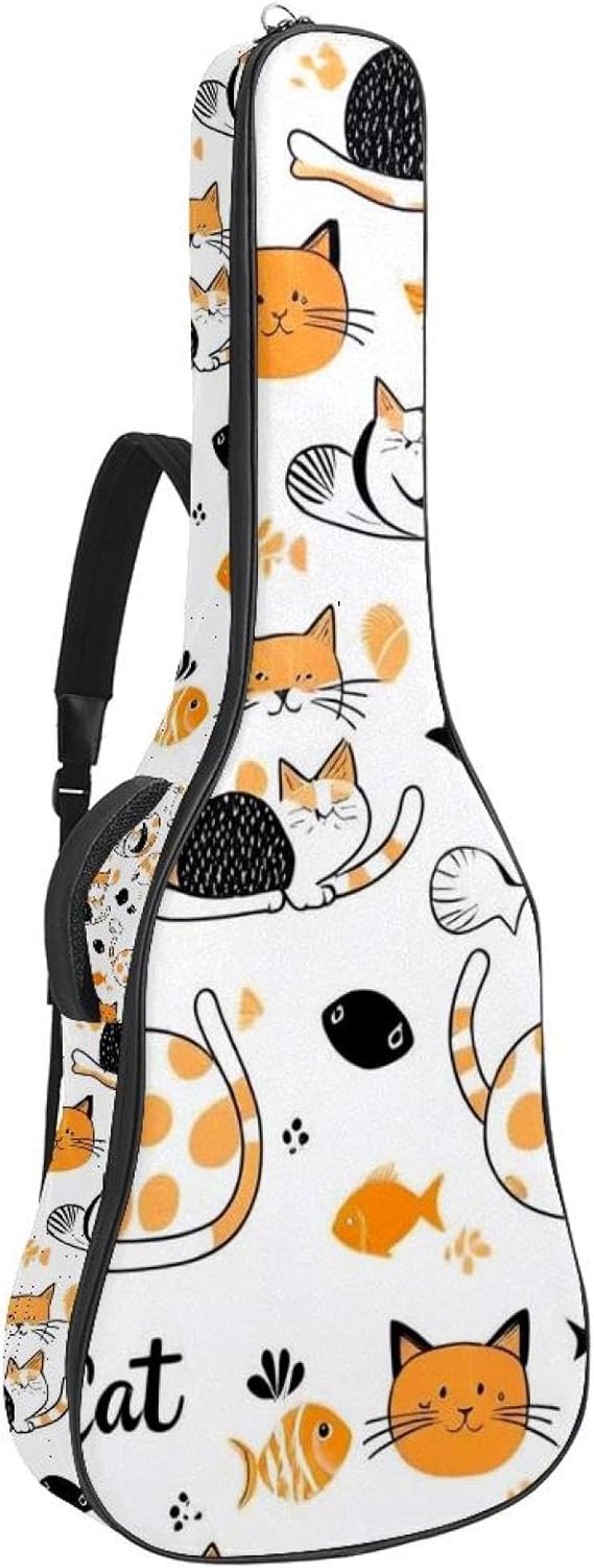Cartoon Animals Guitar Bag 40 41 42 In 2 Pockets Guitar Case Waterproof Guitar Case Resistent Oxford Cloth 0.4 In Extra Thick Sponge Padded for Acoustic Guitar