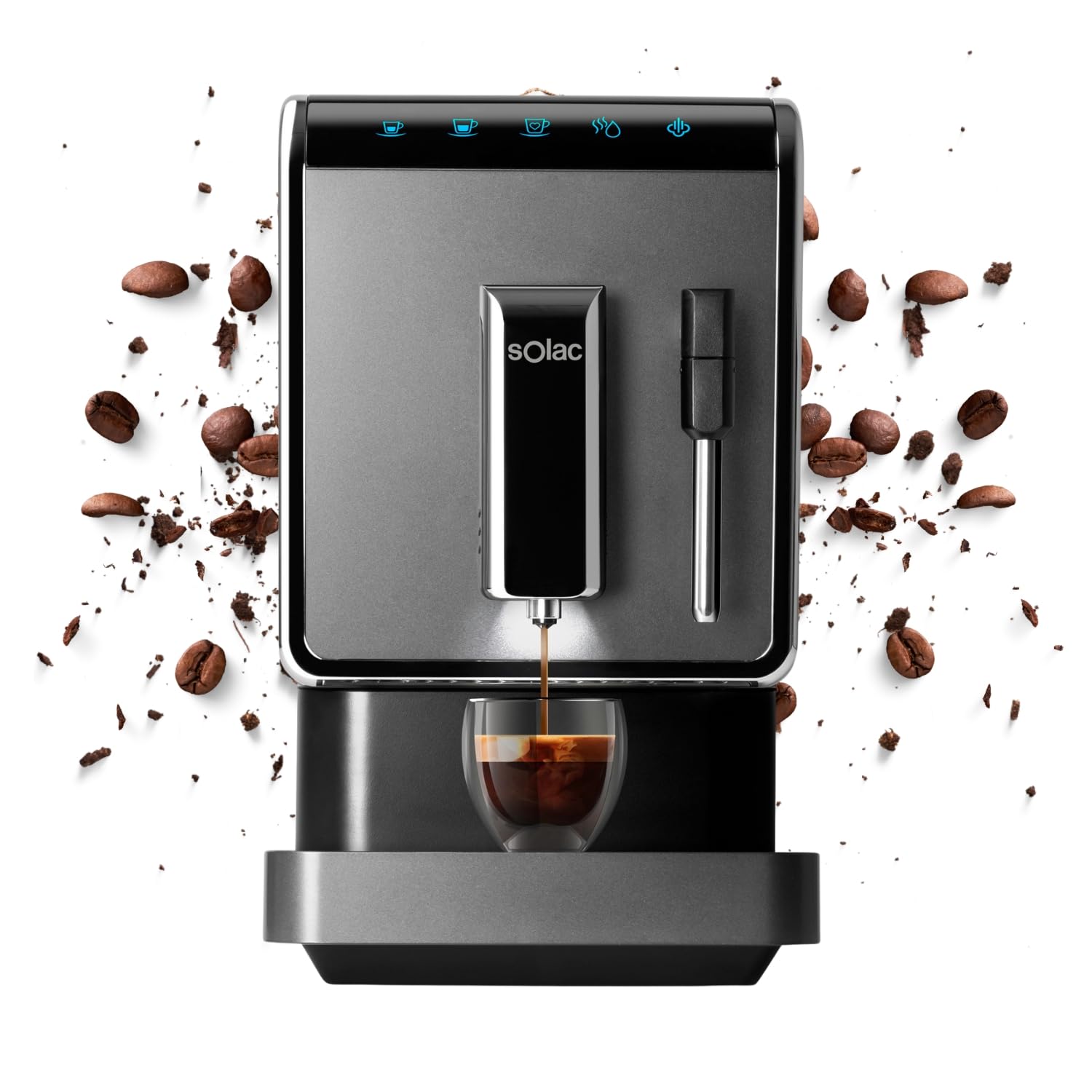 Cafetera súper automática Solac CA4810 de 19 bar con cappuccinador negro
