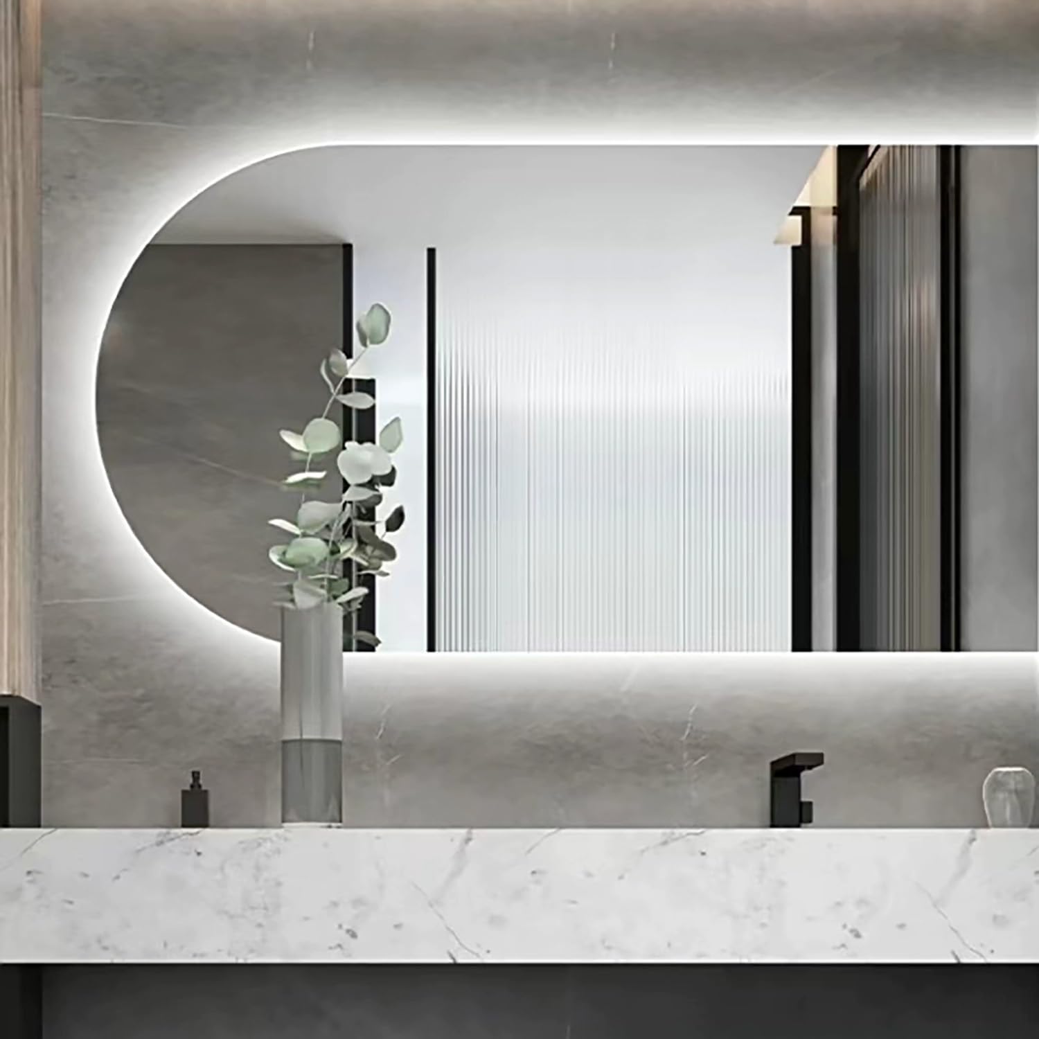 Miroir salle de bain anti-buée tactile 60x120 et miroir de courtoisie