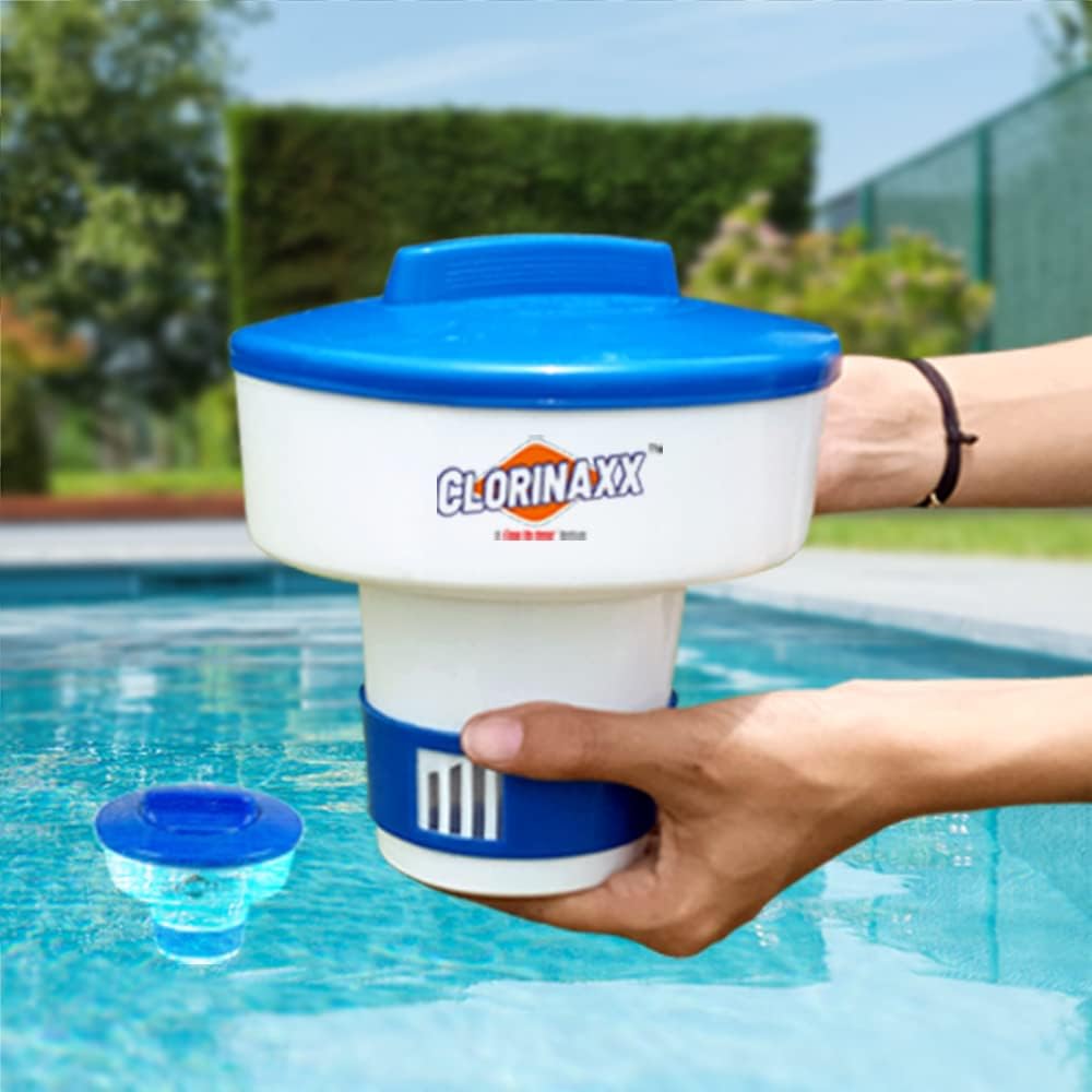 - Clorinaxx Floating Swimming Pool Chlorine Dispenser Fits 3" Chlorine Tablets for Indoor & Outdoor Swimming Pool