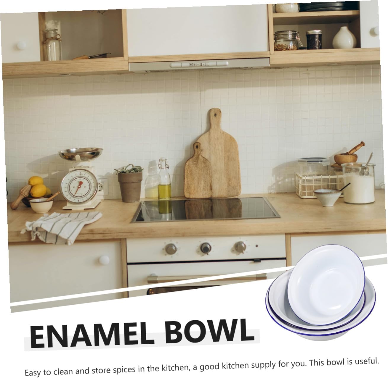 Garneck 12pcs Vintage Enamelware Bowl Thicken Soup Mixing Bowls Kitchen Food Containers Easy Pouring Design for Serving Storage