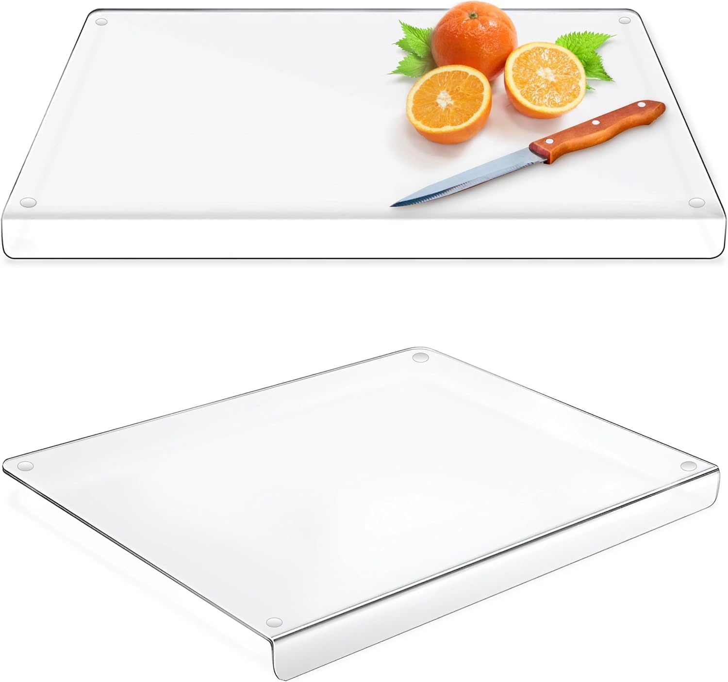 Clear Acrylic Cutting Board Large Thicker for Kitchen Countertop Acrylic Chopping Board with Counter Lip for Ideal Kitchen Gadgets, Transparent,Non-Slip Feet, Heat Resistant (16x12 Inch)