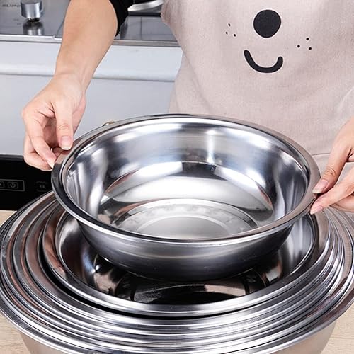 Miniatura 4 de Cabilock Tazones de mezcla inoxidables Tazón de masa de amasado Tazón de huevo Tazón de revolver de metal tazón redondo de sopa Tazón de harina de