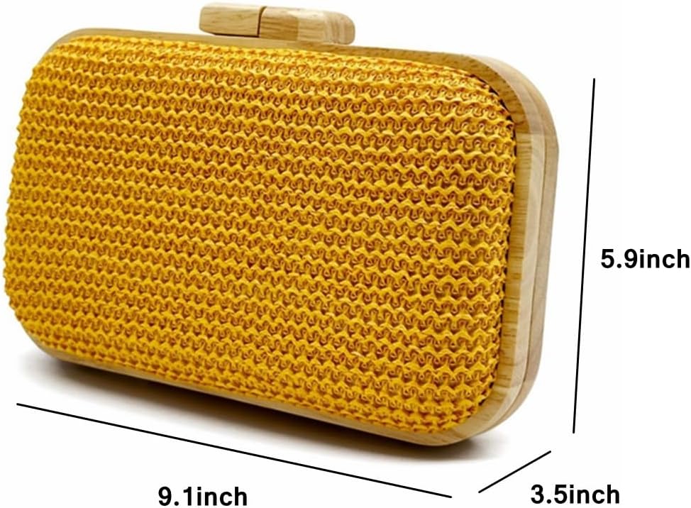 Women Straw Clutch Purse Handwoven Summer Evening Bag Beach Straw Handbag Wedding Party Clutch Bag Wicker Purse - Image 2