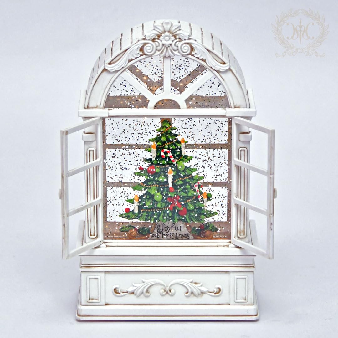 Amazon.co.jp: リキッドLEDウインドウツリー スノードーム 自動回転