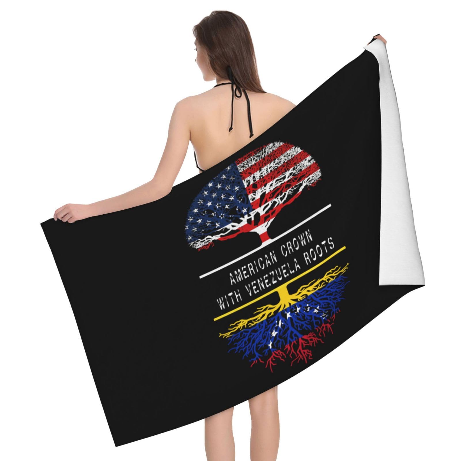 HLBSDM Microfiber America Crown with Venezuela Roots Beach Towel Quick Dry Soft Sand Free Beach Towels for Pool Swim Beach Lightweight Thin Towels