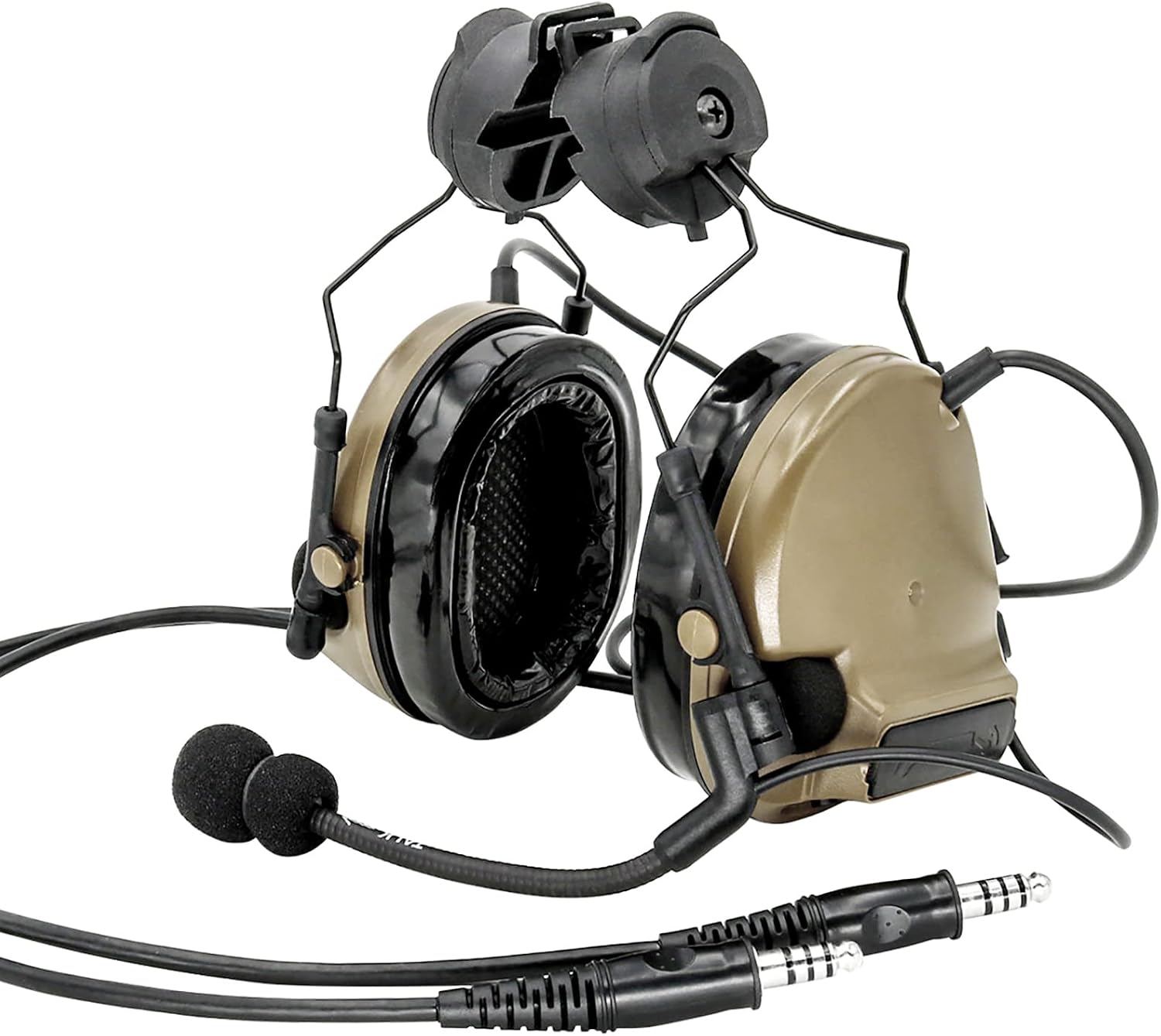 HEARFALCOM Dual-Communication Tactical Headset, Helmet ARC Rail Mount Version, Equipped with U94 PTT Adapter, Compatible with Kenwood Plug Walkie-Talkies