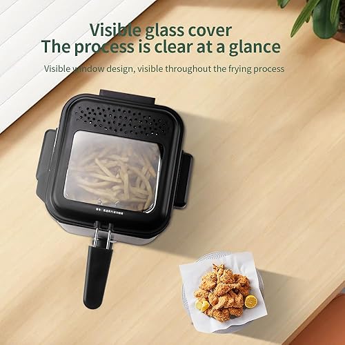 Miniatura 5 de HALF SCALE - Freidora eléctrica de inmersión a media escala, cesta de freidora extraíble, temperatura ajustable, tapa con ventana visible y filtro