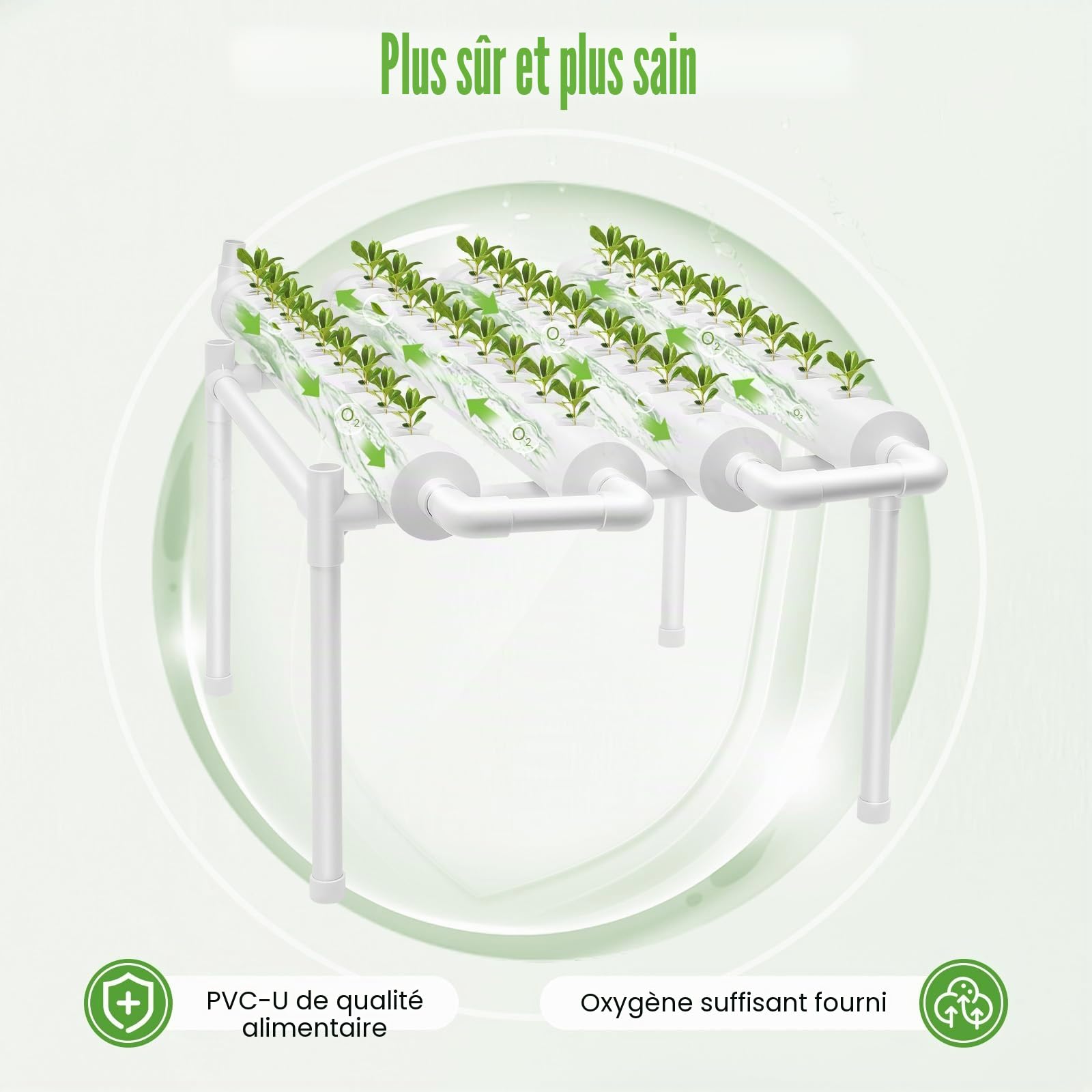 Kits de culture hydroponique 3 couches, kit de culture hydroponique de 108 emplacements pour plantes, systèmes de culture sans sol pour hydroponique, plantes de légumes en culture hydroponique, tuyau