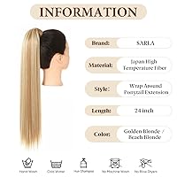 Vista 2 de SARLA - Extensiones de cabello sintético largo con pieza de cabello, para adjuntar por clic alrededor de la cabeza,para usar como cola de caballo