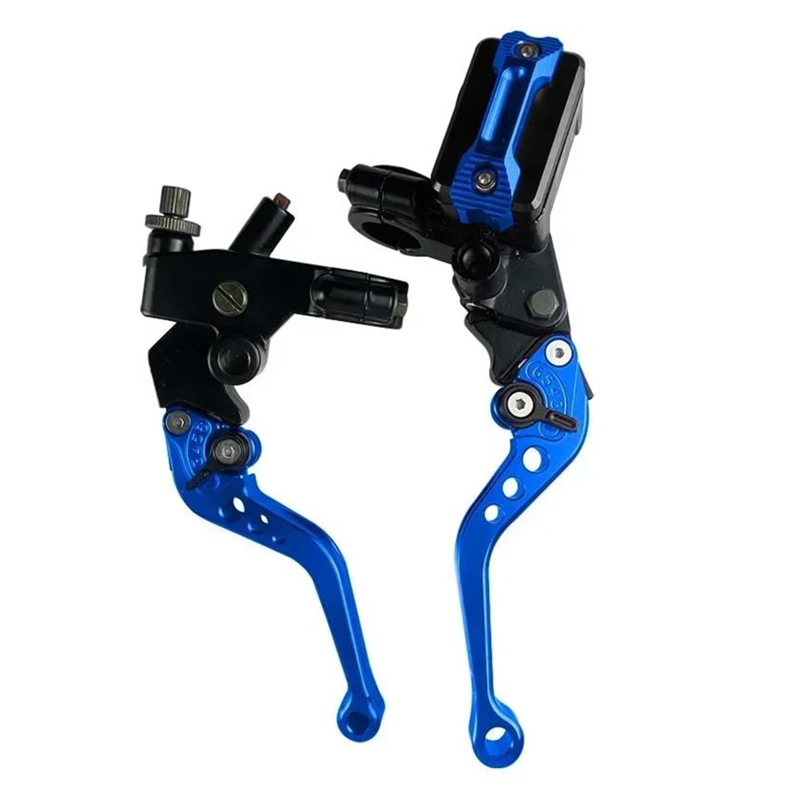 HONGSHIZI Handlebar Brake Clutch Lever 1 Pair Universal 7/8" 22mm CNC Adjustable Motorcycle Brake Master Cylinder Lever Cable Clutch Reservoir Brake Lever(Blue B)