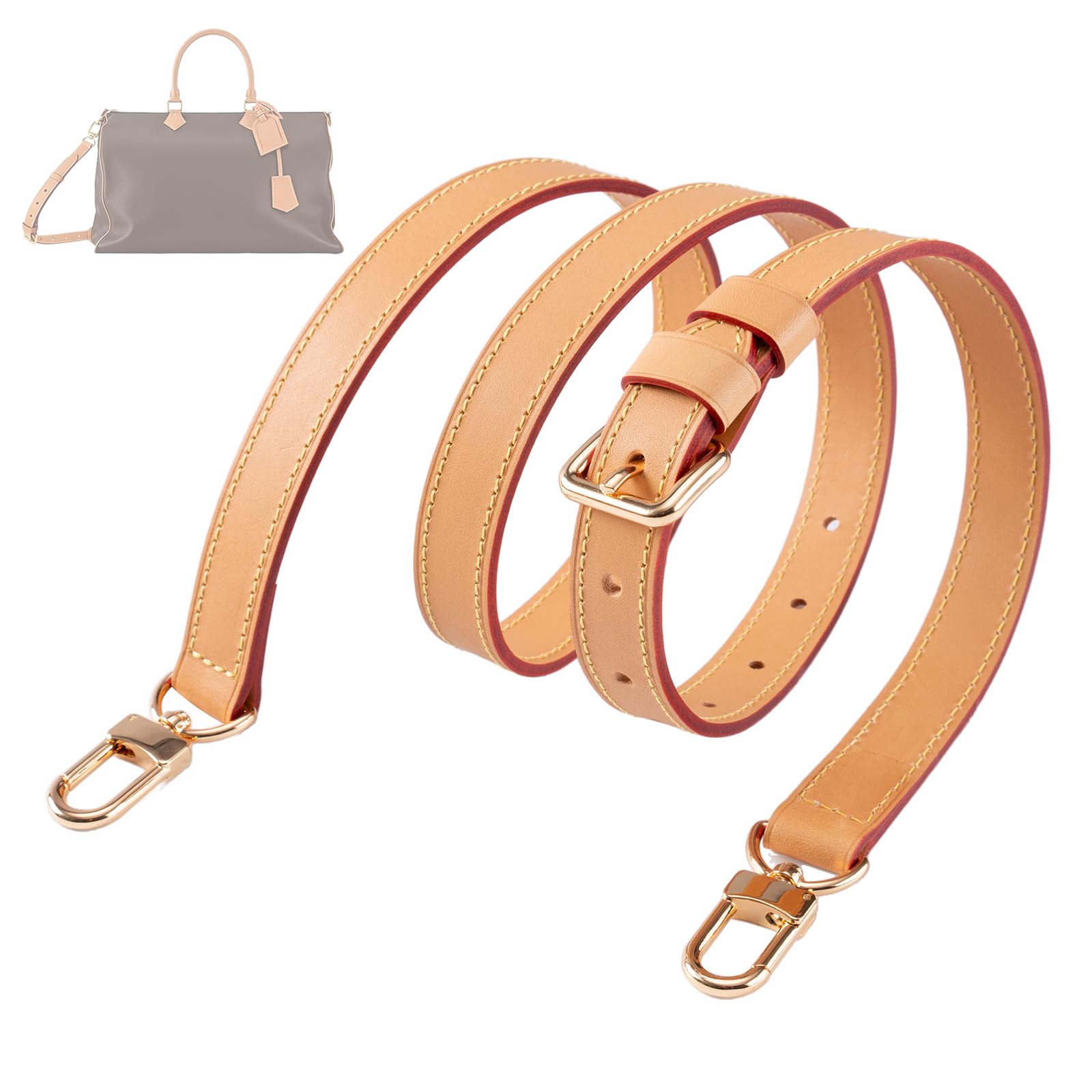 BERRY & SNOWY Vachetta-Leder-Umhängetaschengurt für Pochette Metis, Speedy 30, Breite 2 cm, Verstellbarer Schultergurt-Ersatz (Bienenwachs)