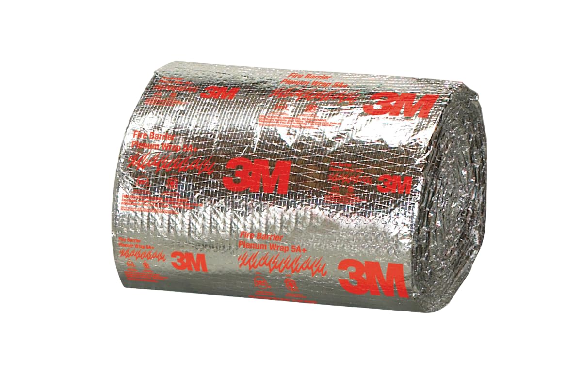 3M Fire Barrier Plenum Wrap 5A+, Inorganic Fiber Blanket With Encapsulated Scrim-Reinforced Foil, 1/2 in x 24 in x 50 ft, 1 Roll