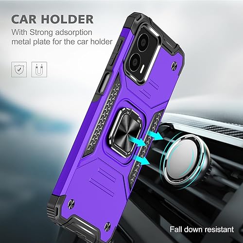 Miniatura 6 de Funda para Moto G Power 5G 2024 con 2 protectores de pantalla de vidrio templado, grado militar, doble a prueba de golpes, con funda de soporte,