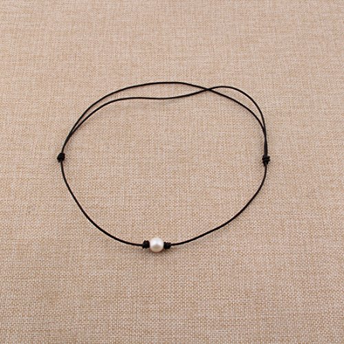 Single Pearl Choker Necklace can be Adjustable Leather Cord One Bead Jewelry for Women Handmade3