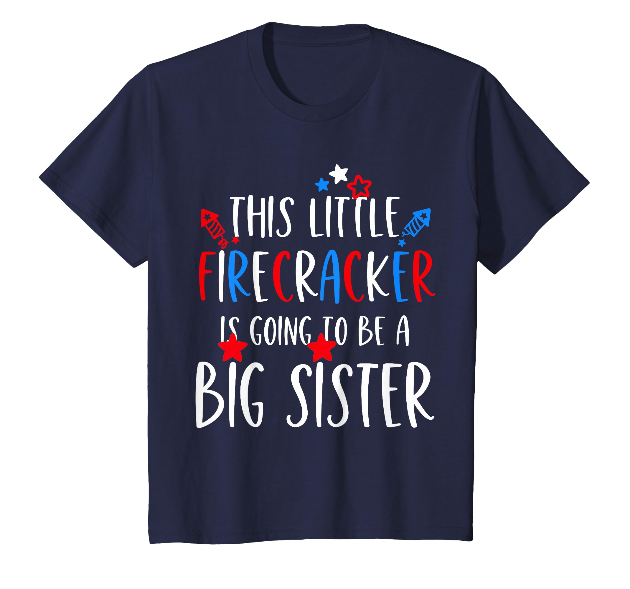 Big Sister 4th of July Toddler Girls Sibling Announcement T-Shirt