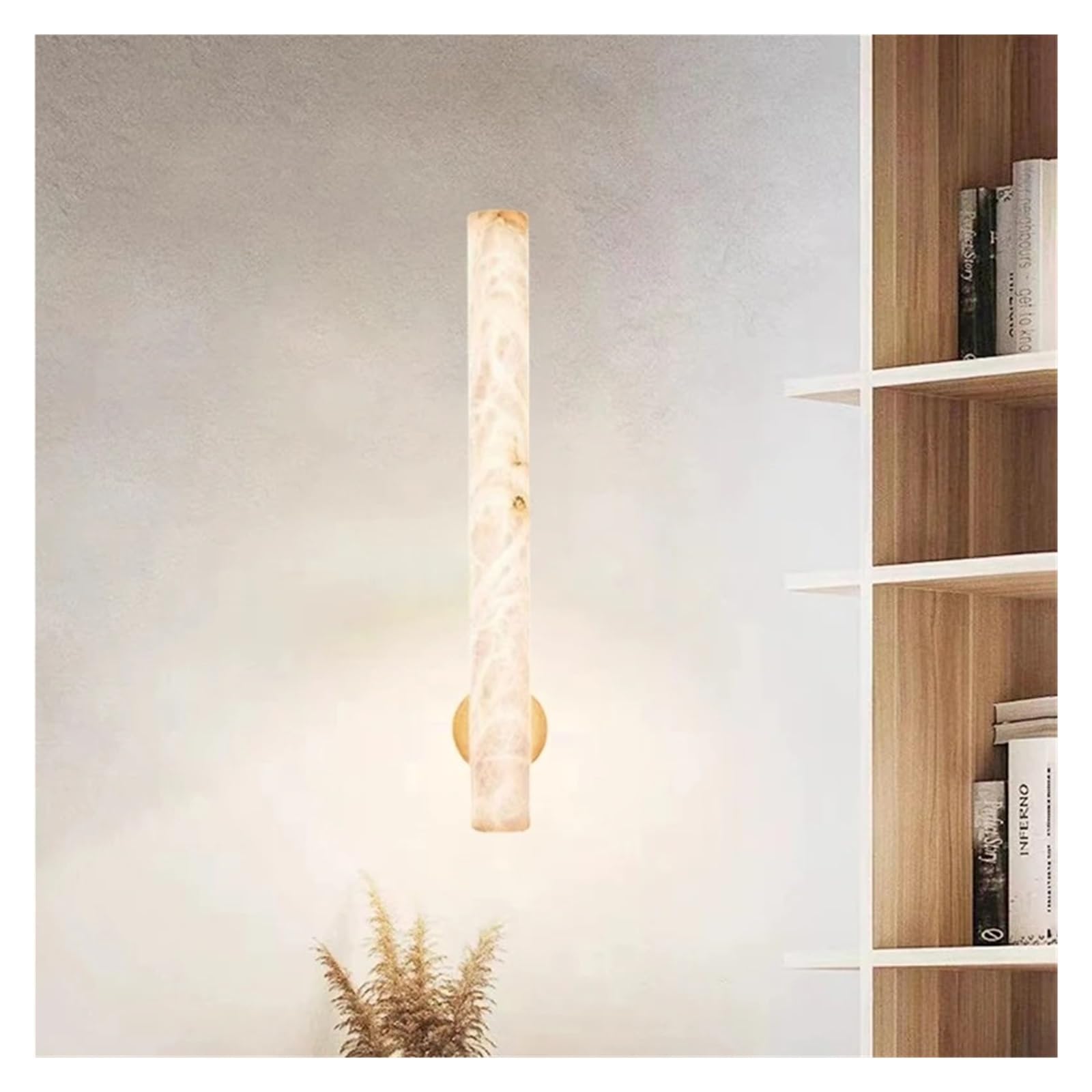 ASerZenith Modern Led Wall Light Cylindrical Natural Marble Dimmable Copper Sconce For Indoor Foyer Bedroom Aisle Dining Room,White Light