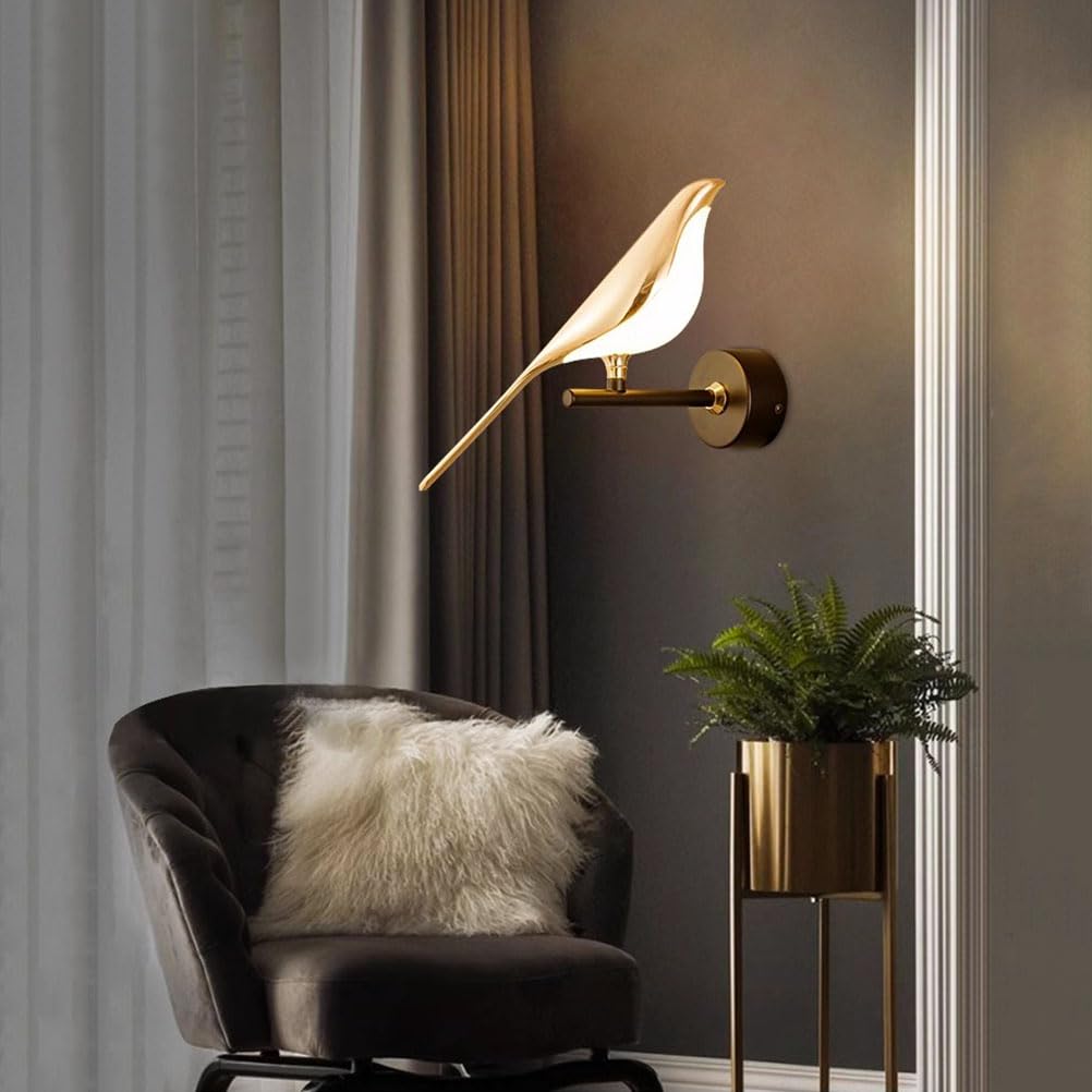 Lampada da parete a LED da 10W Animali Uccelli Applique da Design Moderno 3000K bianco caldo Metallo e Acrilico Nordic Bird