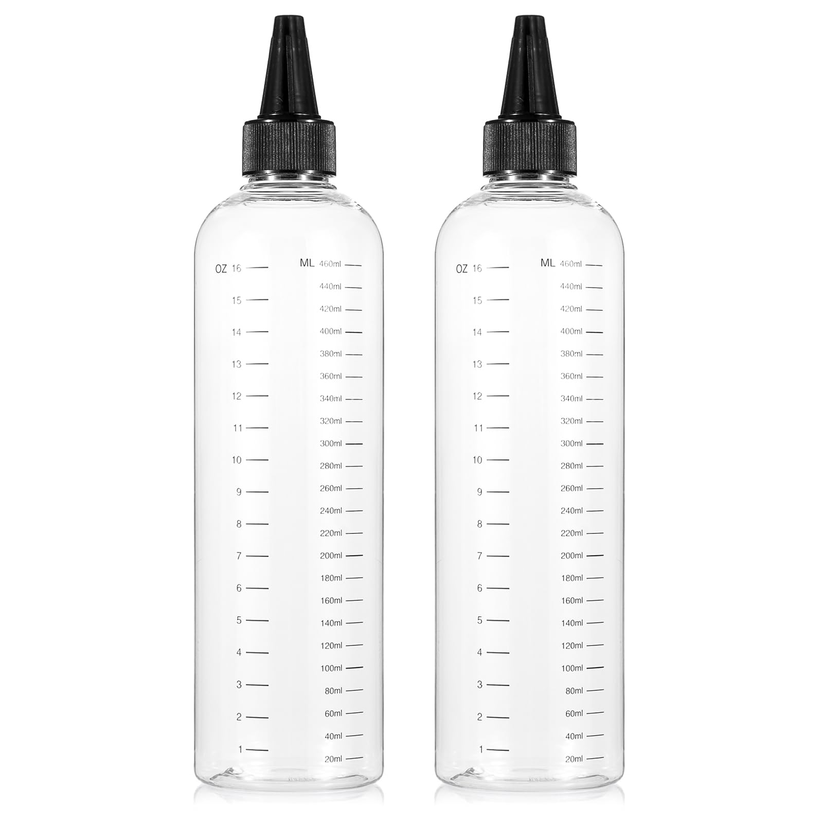 sdoot Applicator Bottle for Hair, 16.9oz 2 Packs Color Bottle Applicator with Ratio Graduated Scale, Hair Dye with Black Twist Top Cap