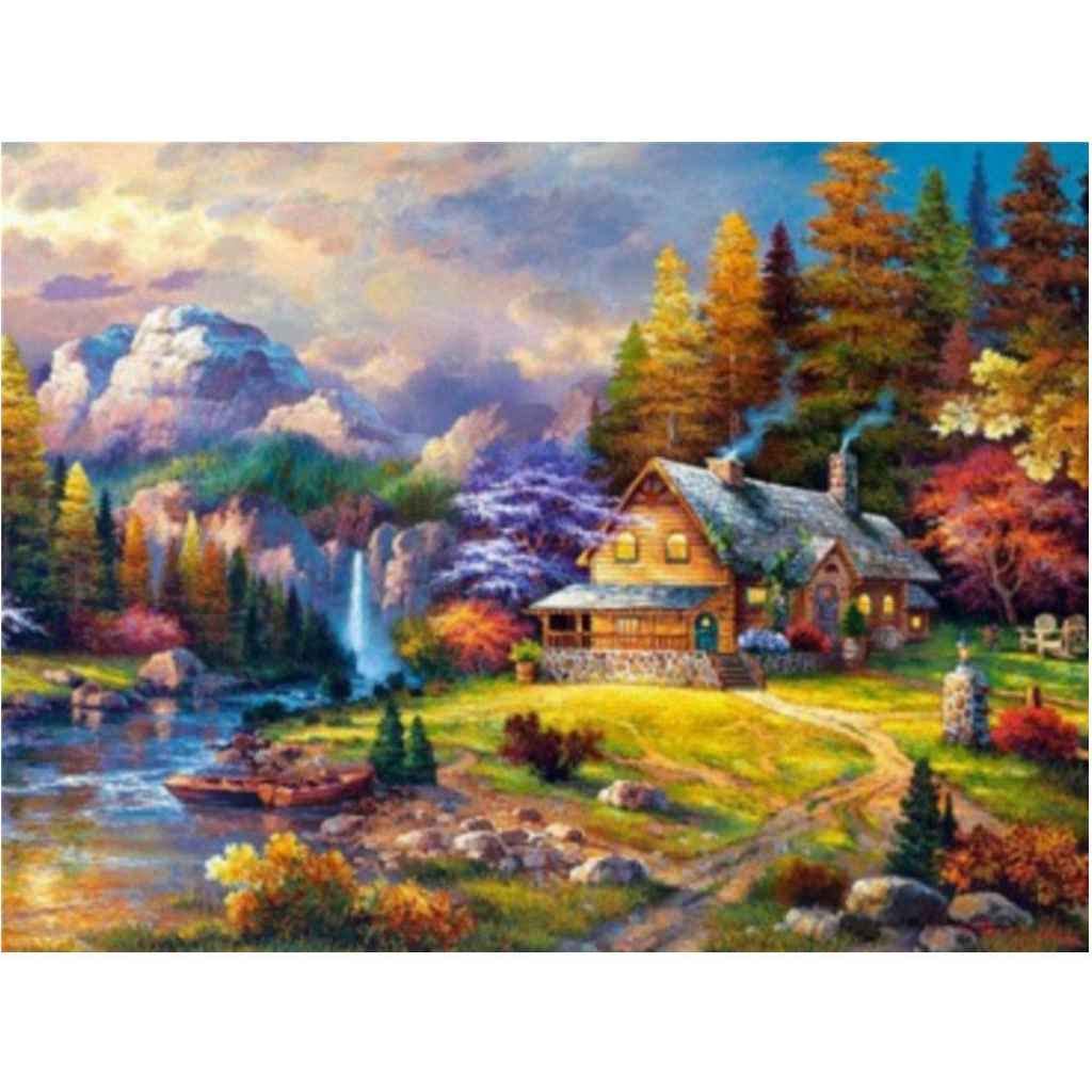 Amazon | RZXYL 大人のDIYダイヤモンド絵画キット 森の家の風景 5D