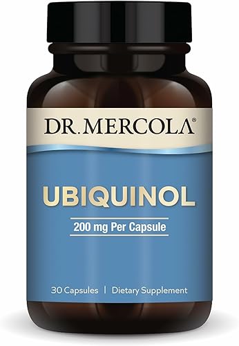 Dr. Mercola Ubiquinol, 30 porciones (30 cápsulas), 200 mg por cápsula, suplemento dietético, apoya la producción de energía, sin OMG